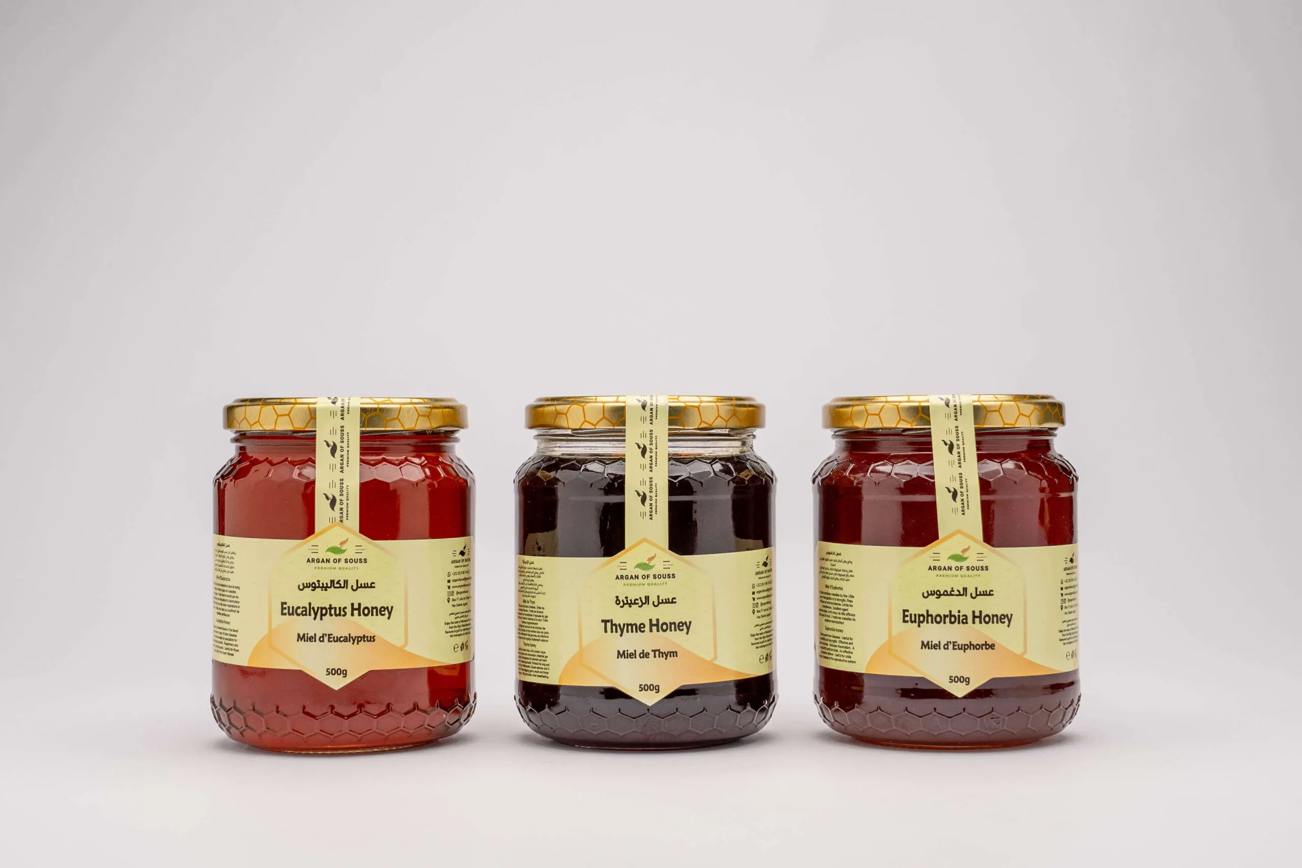 3 different types of pure and organic Honey made in morocco by bees